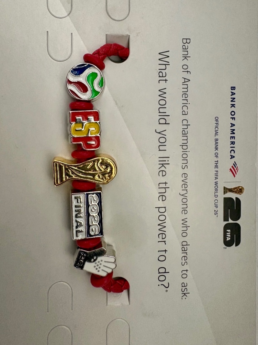 RARE FIFA World Cup 2026 Bracelet w Winner Spain, WC Gold Trophy & Soccer Charms